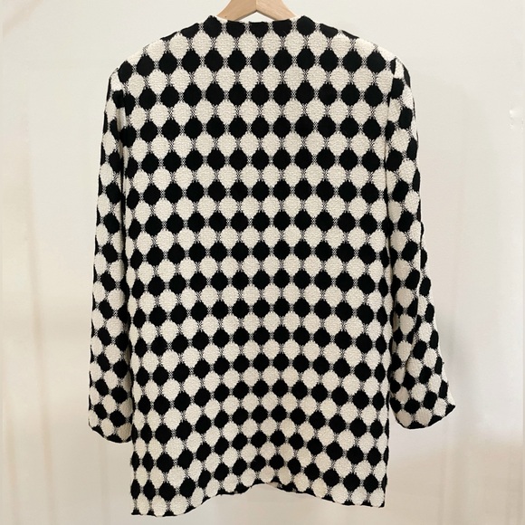Gillian  100% Wool Black Cream Diamond Geometric Pattern Blazer **Vintage** - Picture 2 of 6